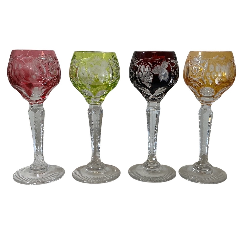 Nachtmann Traube Crystal Cordial Wine Hock Glasses Rainbow Set 4